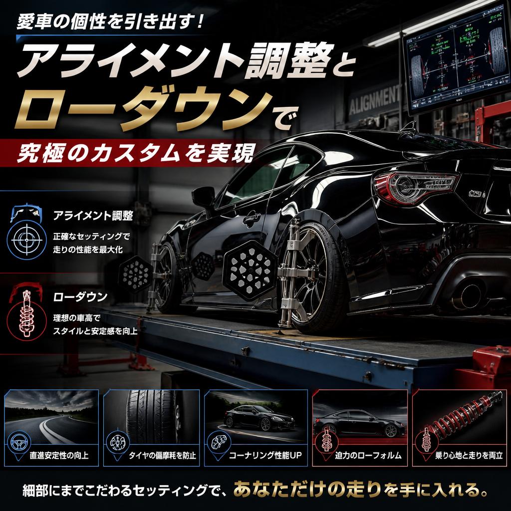 愛車の個性を引き出す！アライメント調整とローダウンで究極のカスタムを実現