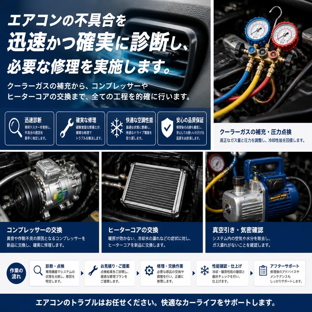 カーエアコンの修理プロセス