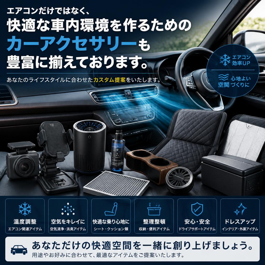 カーアクセサリーで快適さをアップ！