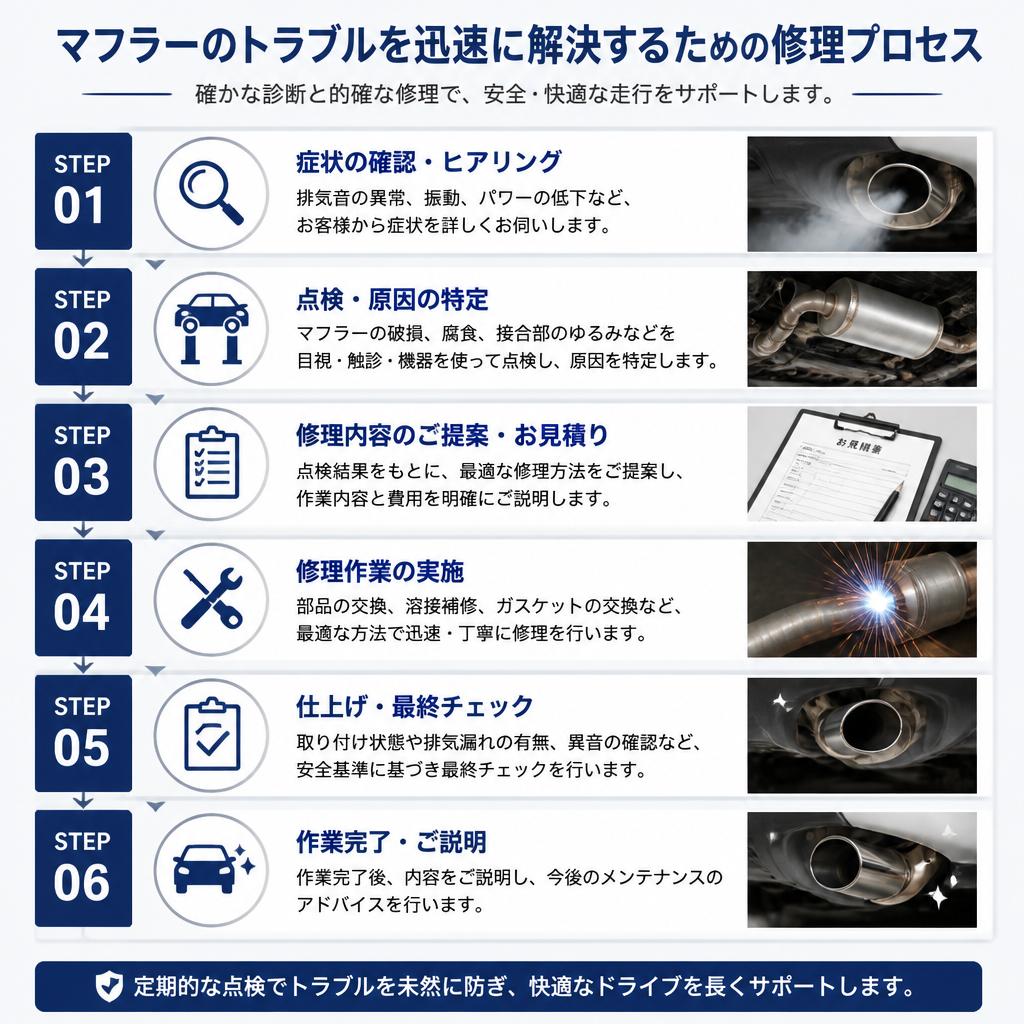 マフラー修理のプロセス