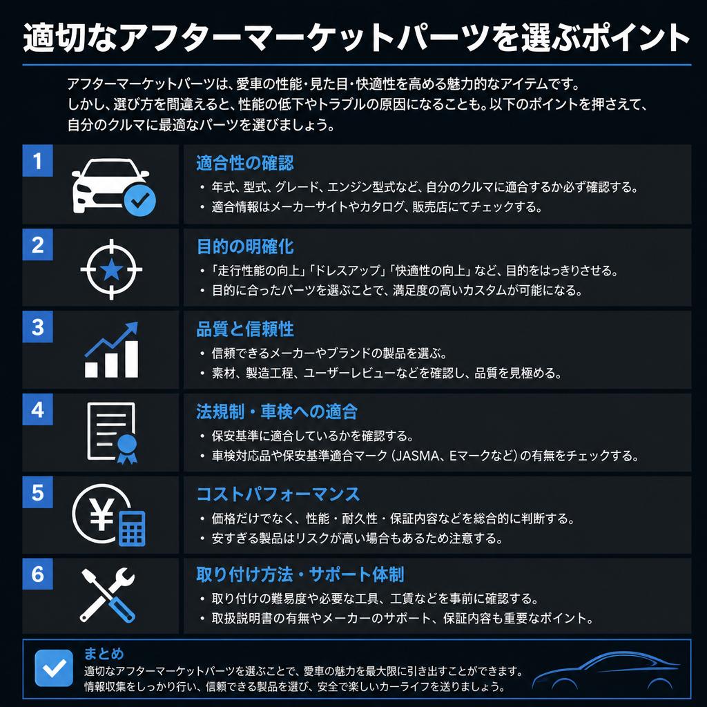 アフターマーケットパーツの選び方