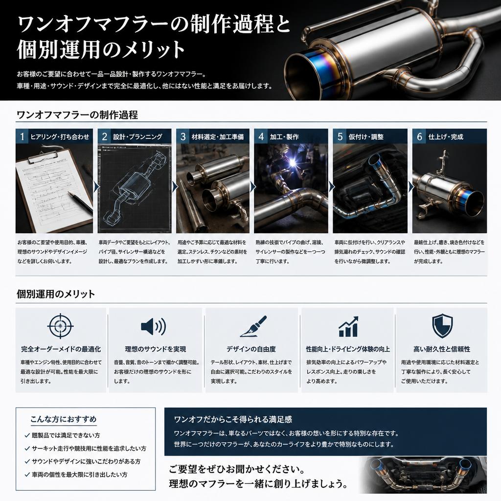 ワンオフマフラーのカスタマイズ